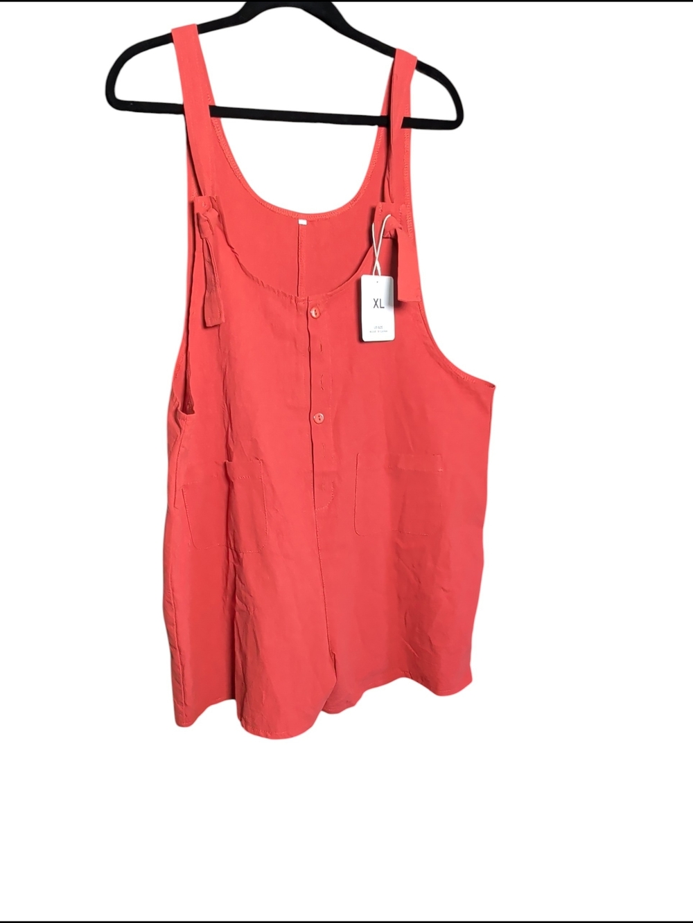 Coral Sleeveless Button-Front Romper
